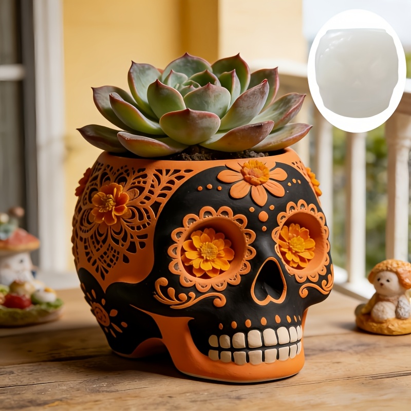 Flower relief skull succulent  - огляд і ціна Potsticker Mold