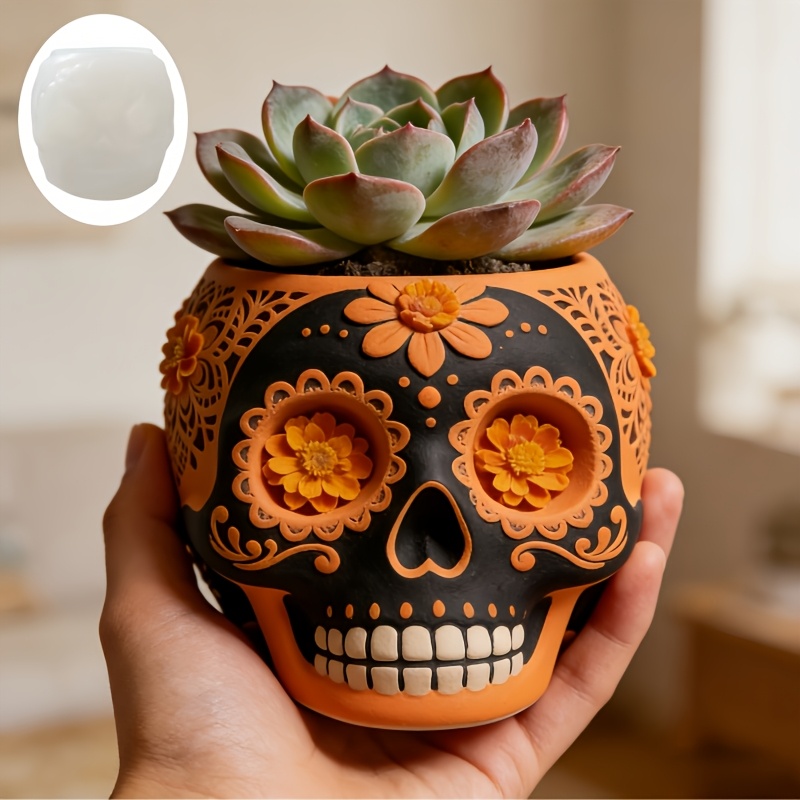 Flower relief skull succulent  - огляд і ціна Potsticker Mold